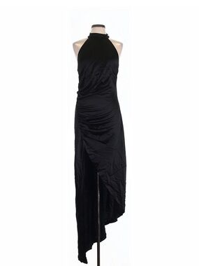 Retrofete Halter Asymmetrical Black Dress
